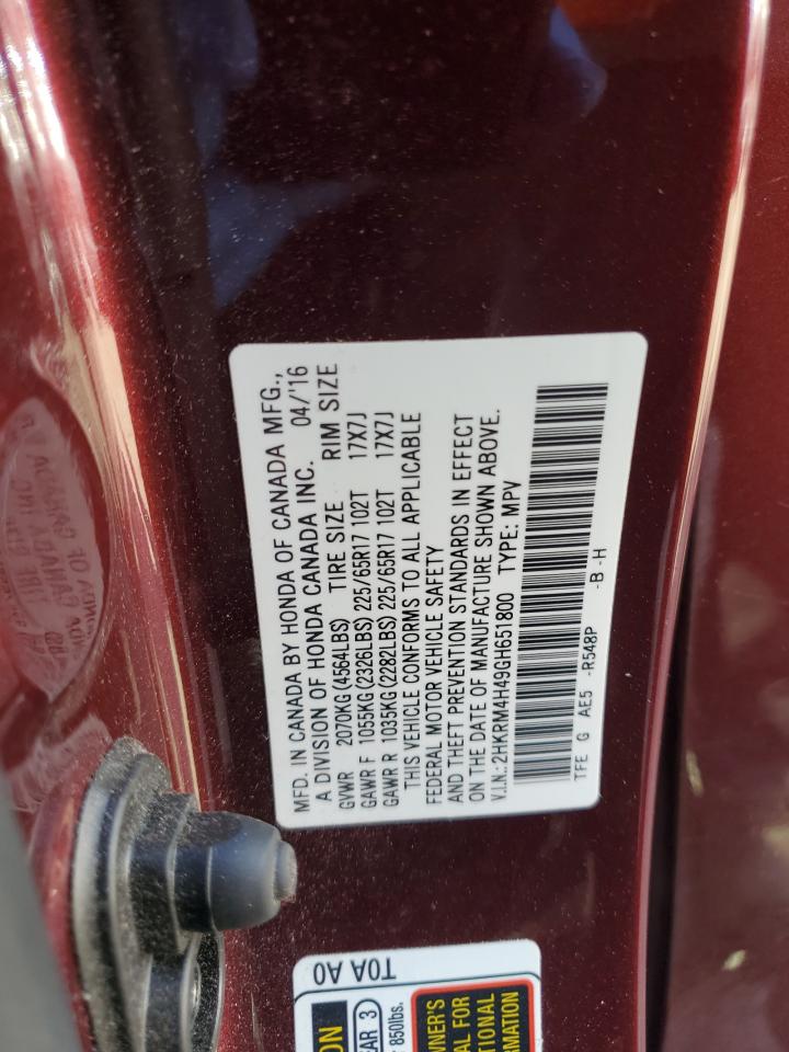 2016 Honda Cr-V Se VIN: 2HKRM4H49GH651800 Lot: 84748705