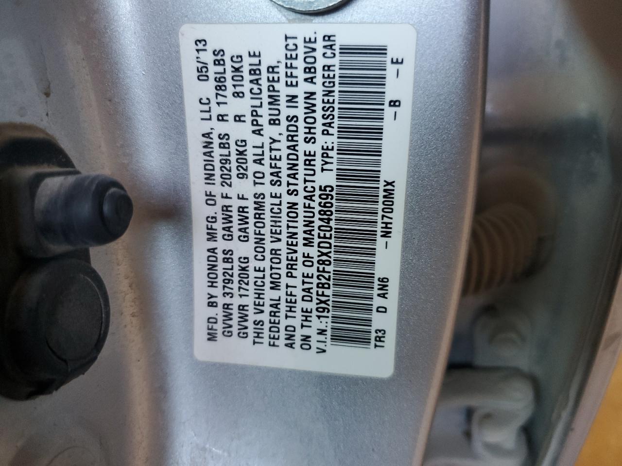 2013 Honda Civic Ex VIN: 19XFB2F8XDE048695 Lot: 85895545