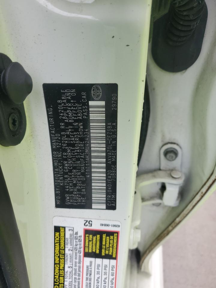 2021 Toyota Camry Se VIN: 4T1T11AK3MU424234 Lot: 89793975