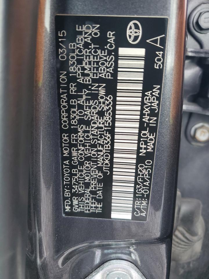 2015 Toyota Prius C VIN: JTDKDTB36F1585336 Lot: 82192395