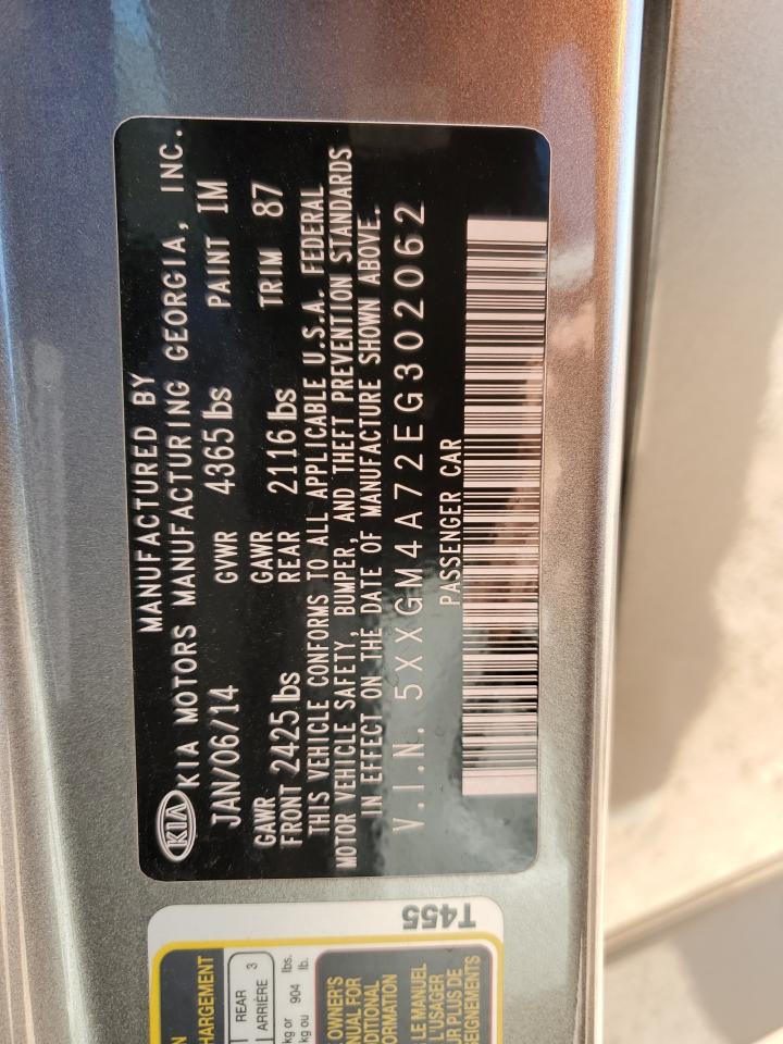 2014 Kia Optima Lx VIN: 5XXGM4A72EG302062 Lot: 89911135