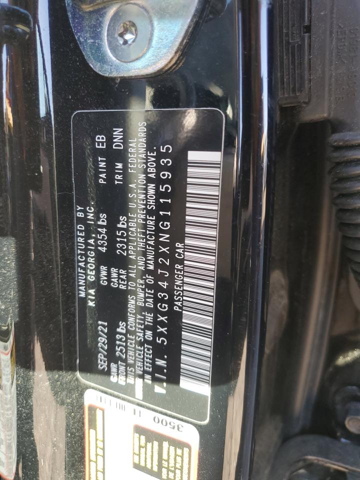 2022 Kia K5 Ex VIN: 5XXG34J2XNG115935 Lot: 90109155