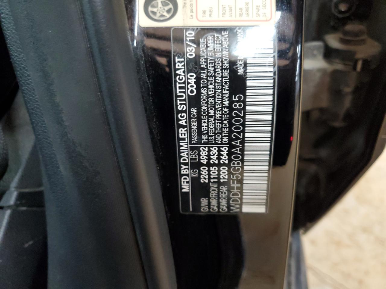2010 Mercedes-Benz E 350 VIN: WDDHF5GB0AA200285 Lot: 82297975