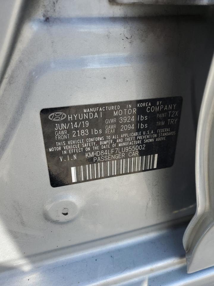 2020 Hyundai Elantra Sel VIN: KMHD84LF7LU955002 Lot: 86219295