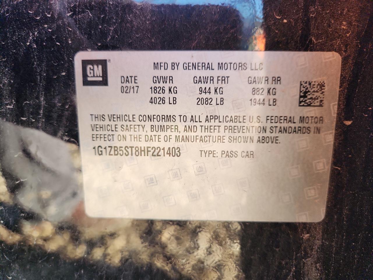 2017 Chevrolet Malibu Ls VIN: 1G1ZB5ST8HF221403 Lot: 84221425