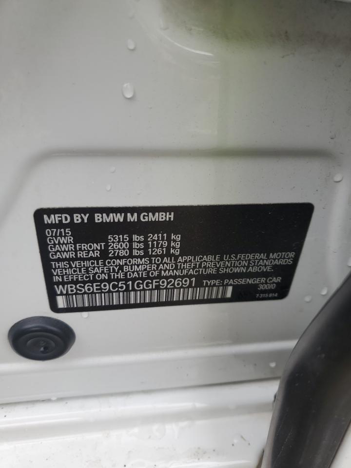 2016 BMW M6 Gran Coupe VIN: WBS6E9C51GGF92691 Lot: 89643175