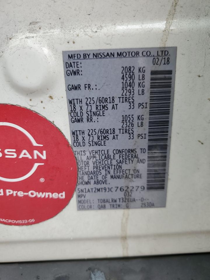 2018 Nissan Rogue S VIN: 5N1AT2MT9JC762279 Lot: 86125035