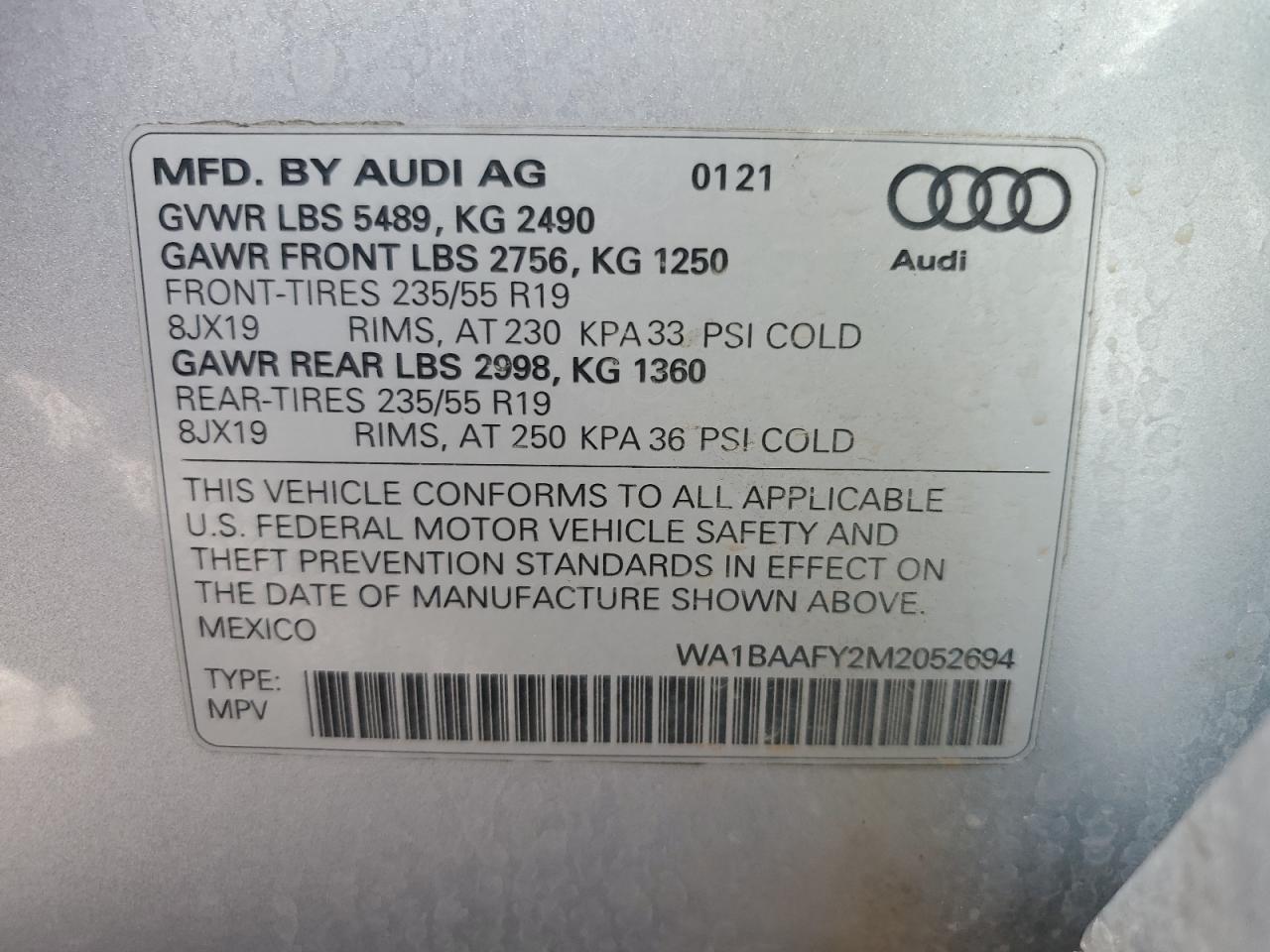 2021 Audi Q5 Premium Plus VIN: WA1BAAFY2M2052694 Lot: 80579935