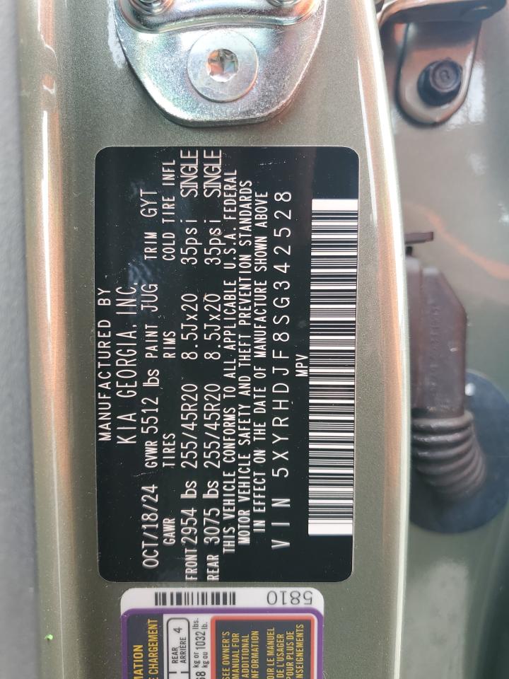 2025 Kia Sorento Ex VIN: 5XYRHDJF8SG342528 Lot: 85097555