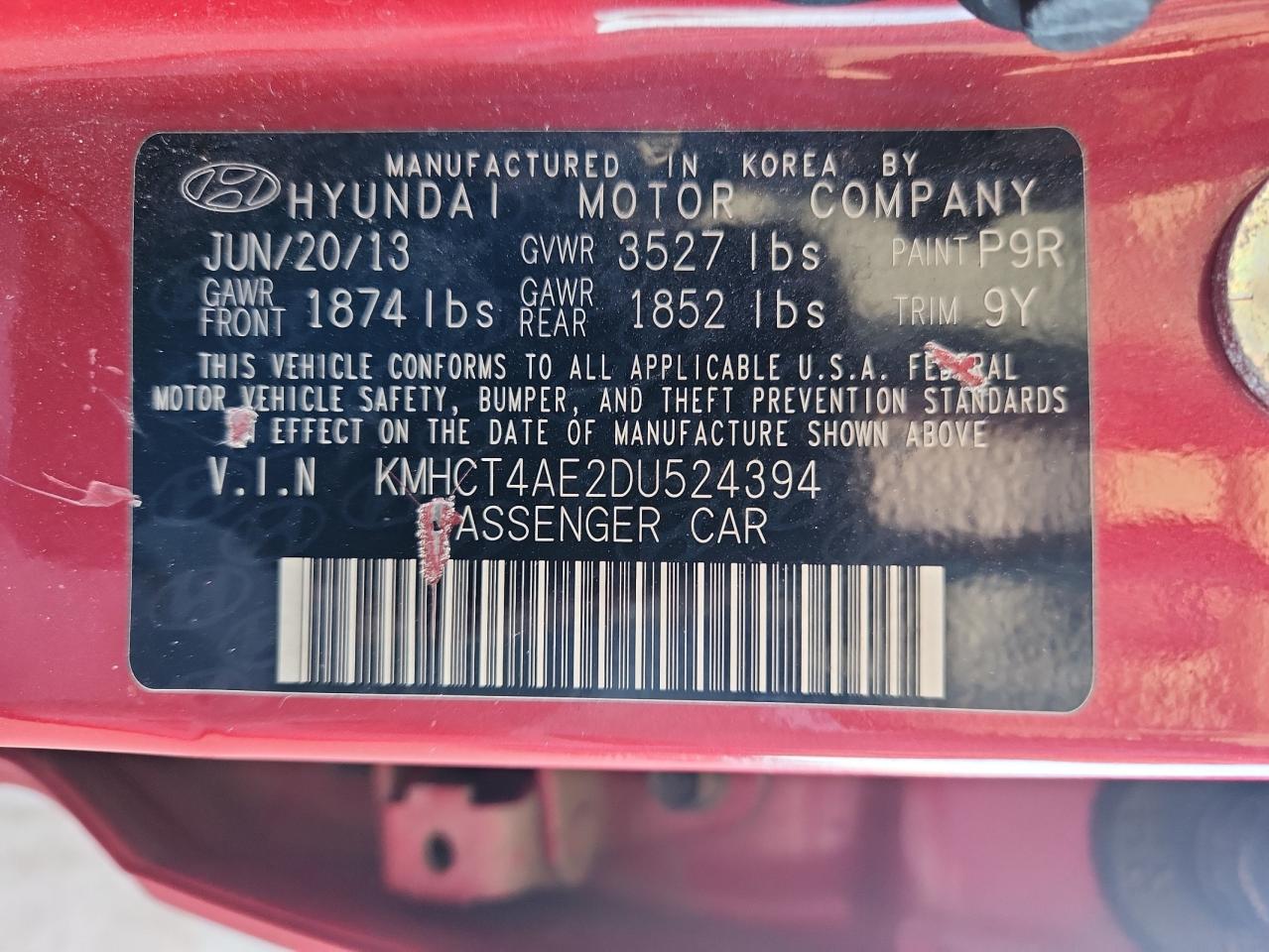 2013 Hyundai Accent Gls VIN: KMHCT4AE2DU524394 Lot: 89562665