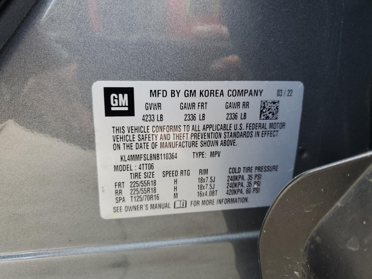 2022 Buick Encore Gx Essence VIN: KL4MMFSL8NB110364 Lot: 82384155