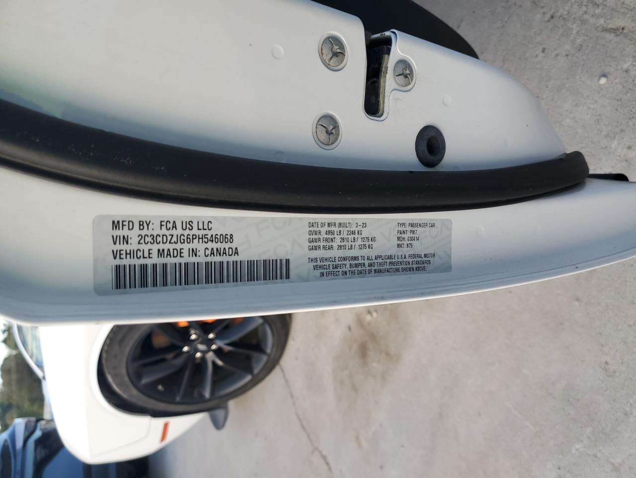 2023 Dodge Challenger Gt VIN: 2C3CDZJG6PH546068 Lot: 86194395