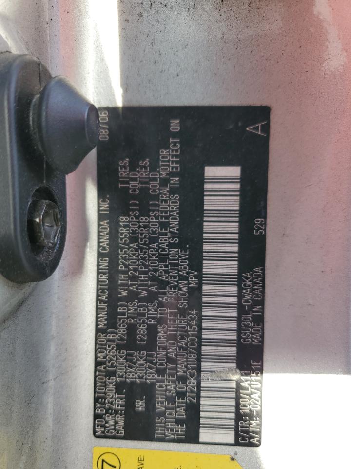 2007 Lexus Rx 350 VIN: 2T2GK31U87C015434 Lot: 82191935