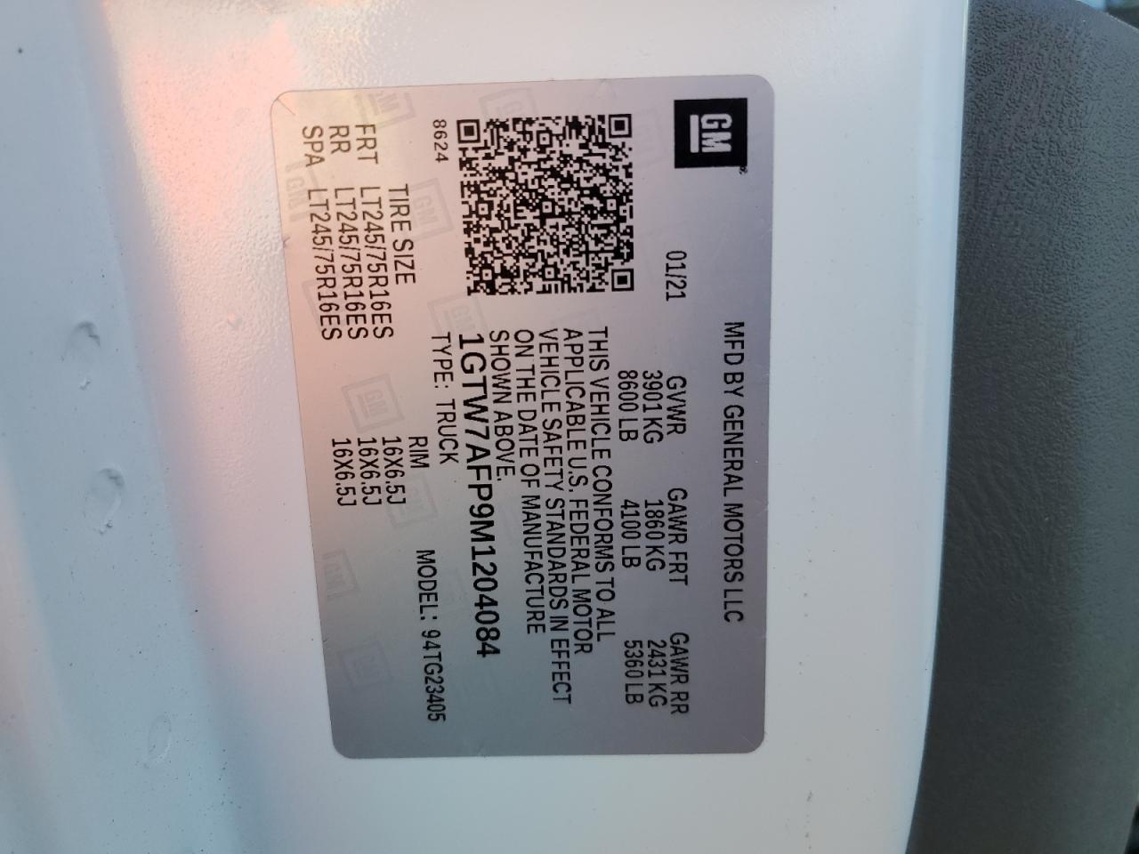 2021 GMC Savana G2500 VIN: 1GTW7AFP9M1204084 Lot: 86769605