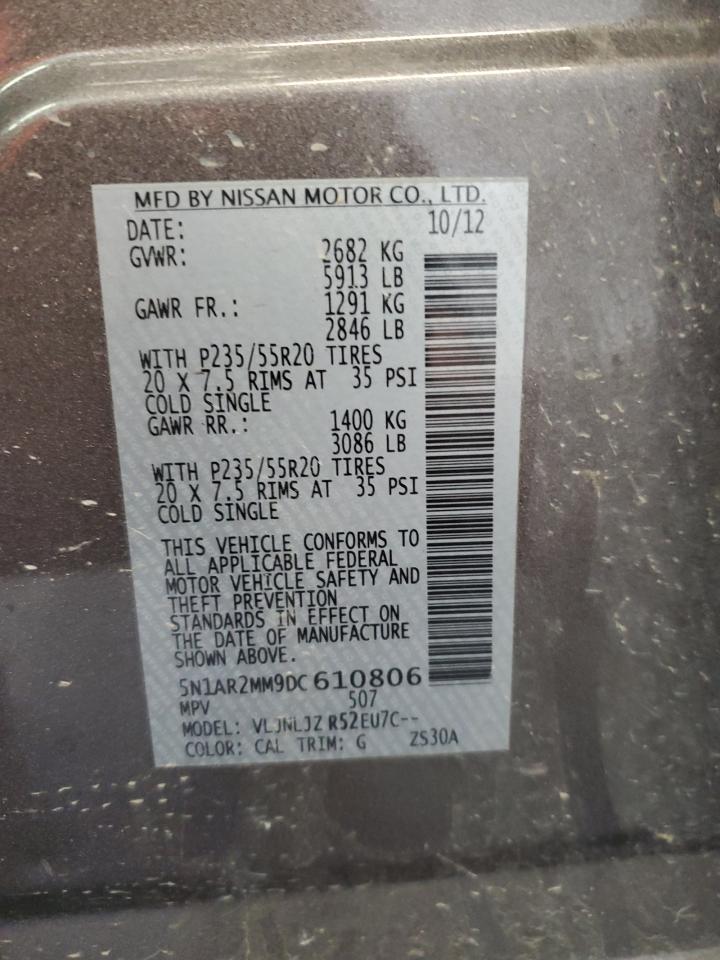 2013 Nissan Pathfinder S VIN: 5N1AR2MM9DC610806 Lot: 84698395