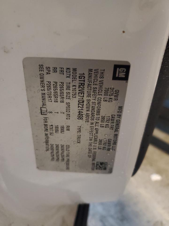 2013 GMC Sierra K1500 Sle VIN: 1GTR2VE71DZ214498 Lot: 84997255