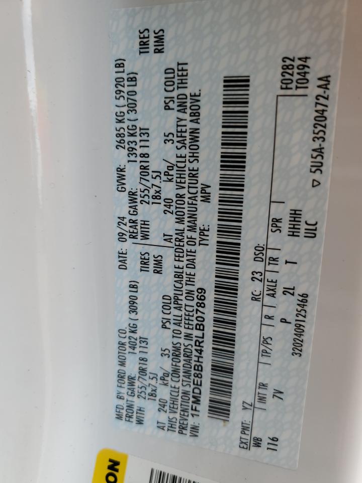 2024 Ford Bronco Outer Banks VIN: 1FMDE8BH4RLB07869 Lot: 85758375