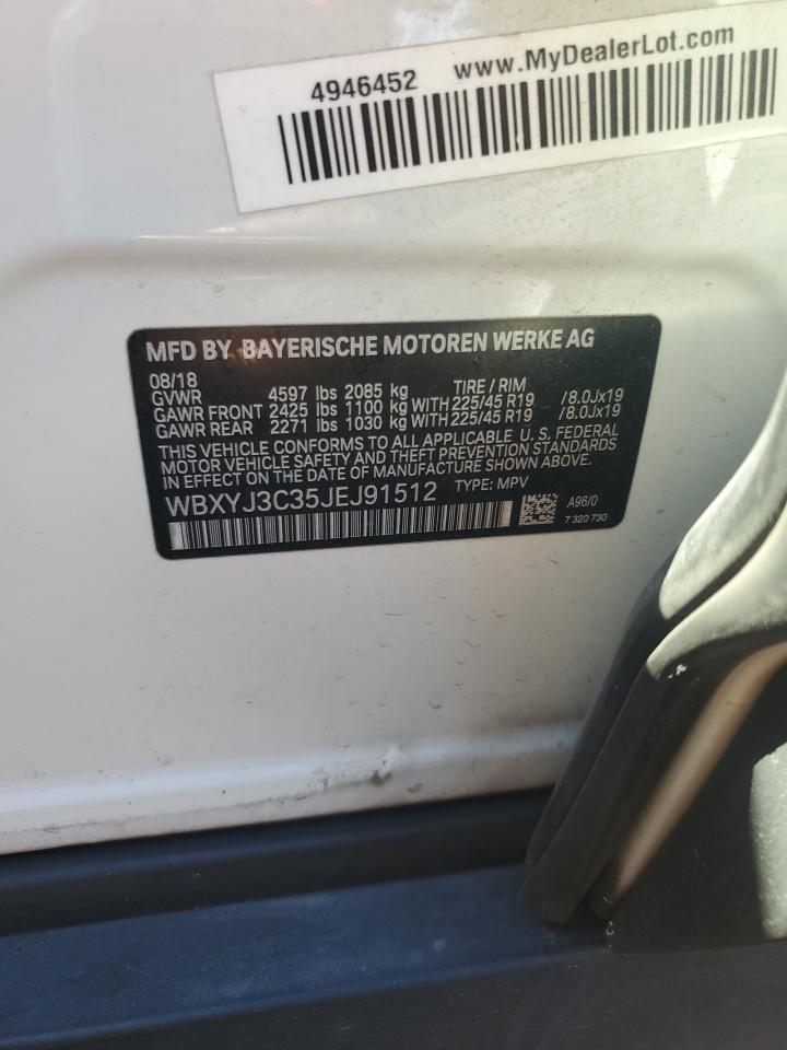 2018 BMW X2 Sdrive28I VIN: WBXYJ3C35JEJ91512 Lot: 91273185