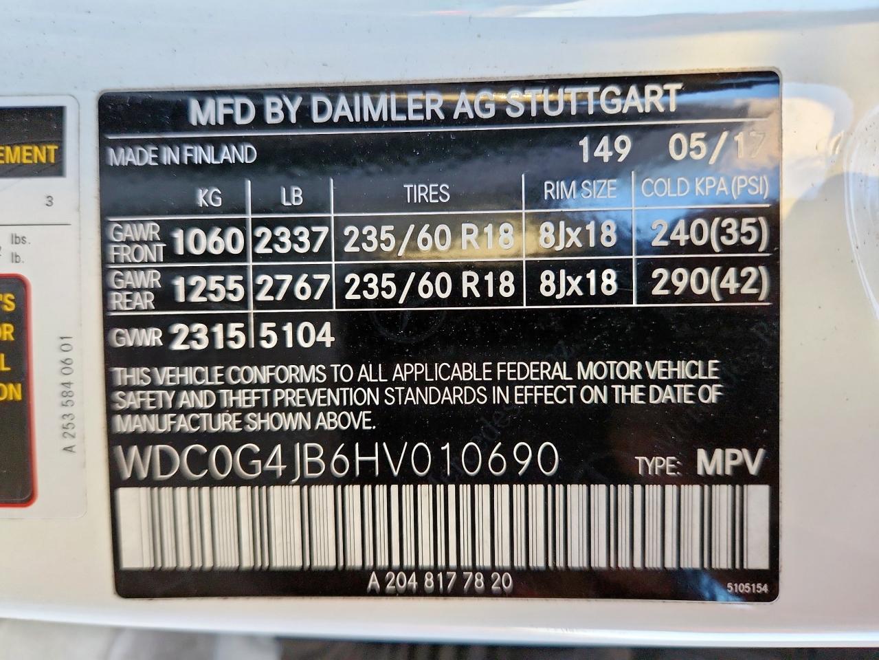 2017 Mercedes-Benz Glc 300 VIN: WDC0G4JB6HV010690 Lot: 90535415