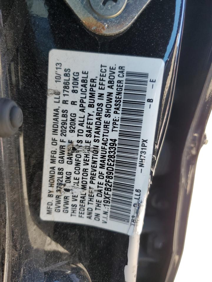2013 Honda Civic Ex VIN: 19XFB2F89DE283394 Lot: 86876045