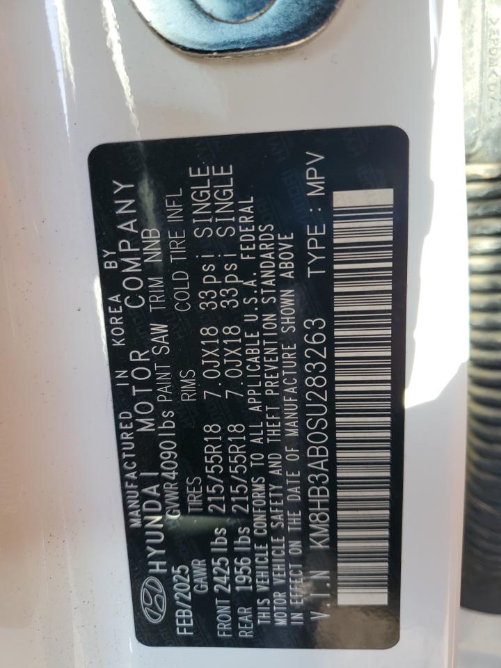 2025 Hyundai Kona Sel VIN: KM8HB3AB0SU283263 Lot: 90442305