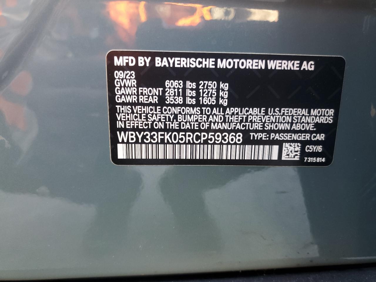 2024 BMW I5 Edrive 40 VIN: WBY33FK05RCP59368 Lot: 82661155