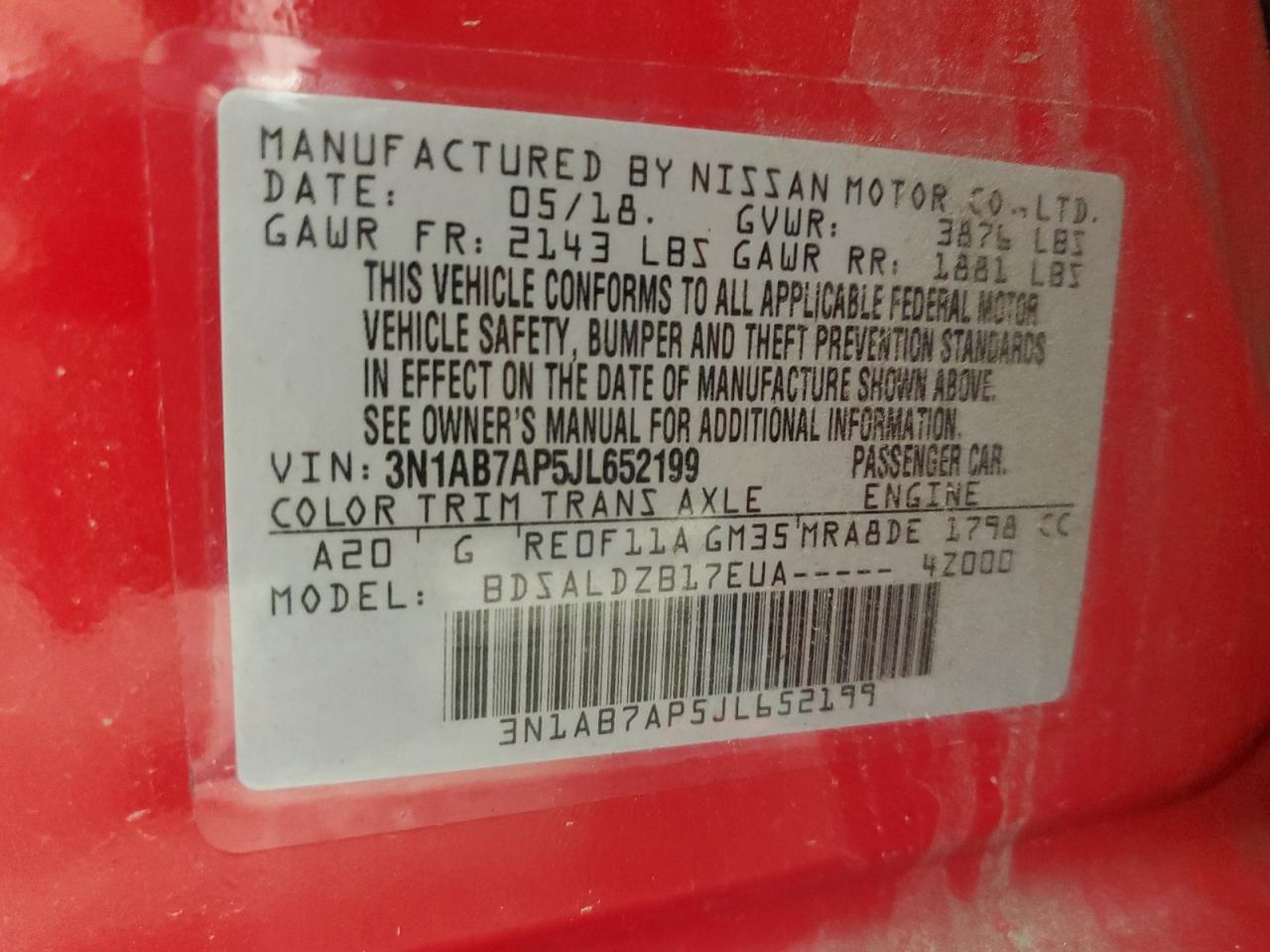 2018 Nissan Sentra S VIN: 3N1AB7AP5JL652199 Lot: 90113925