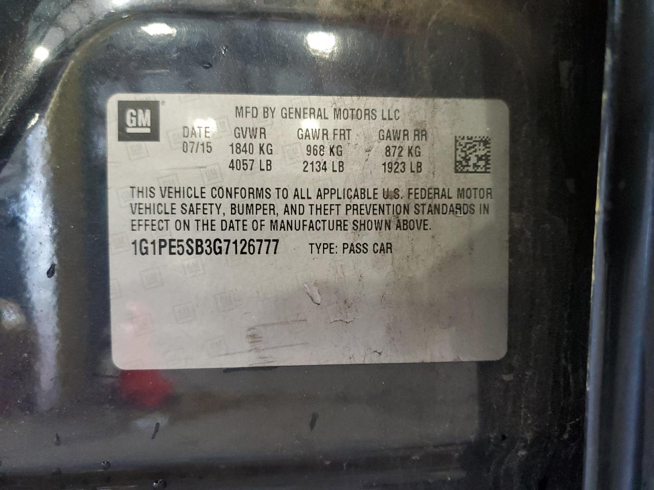 2016 Chevrolet Cruze Limited Lt VIN: 1G1PE5SB3G7126777 Lot: 84377385