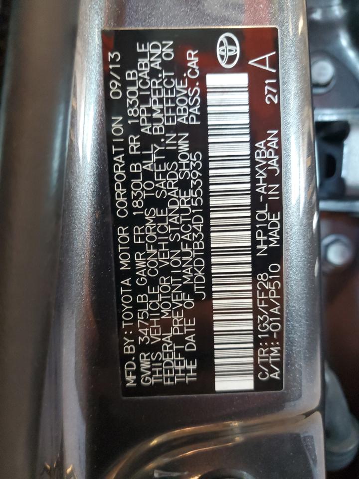 2013 Toyota Prius C VIN: JTDKDTB34D1553935 Lot: 82657405