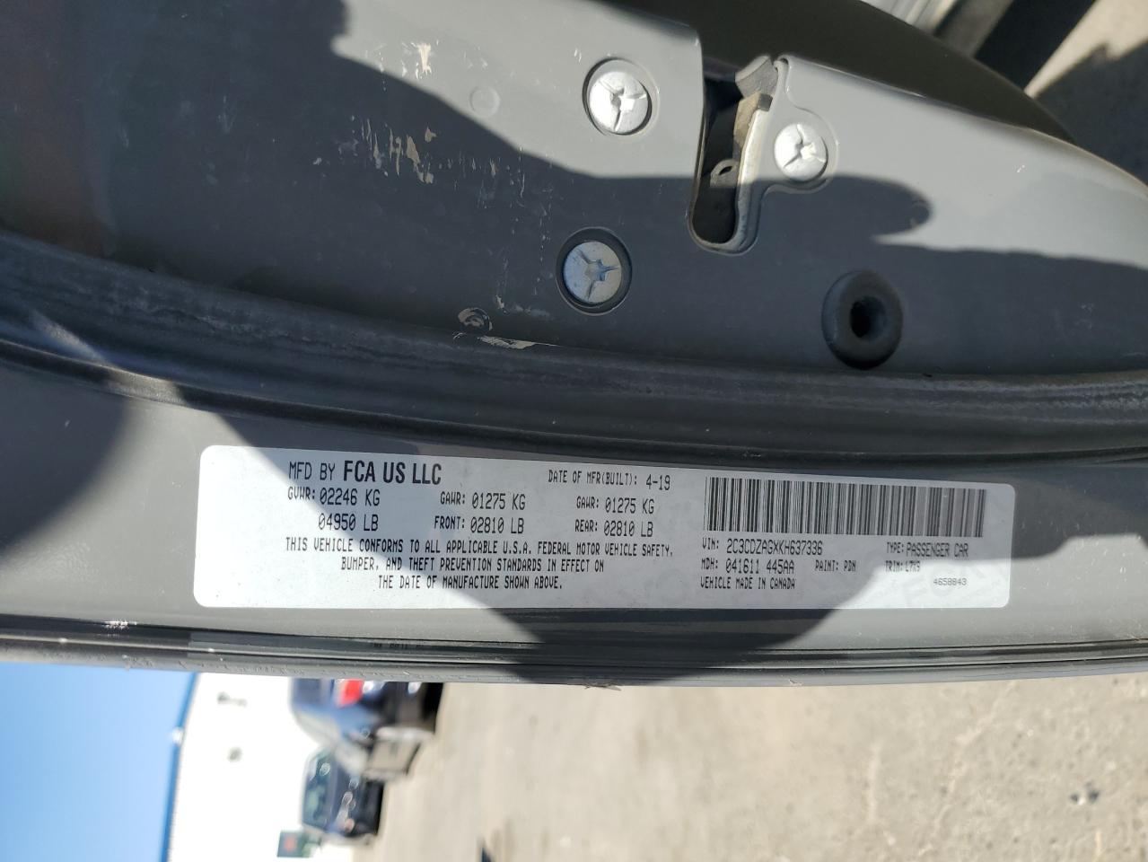 2019 Dodge Challenger Sxt VIN: 2C3CDZAGXKH637336 Lot: 82371305