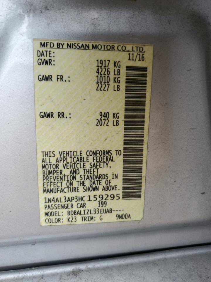 2017 Nissan Altima 2.5 VIN: 1N4AL3AP3HC159295 Lot: 82250575