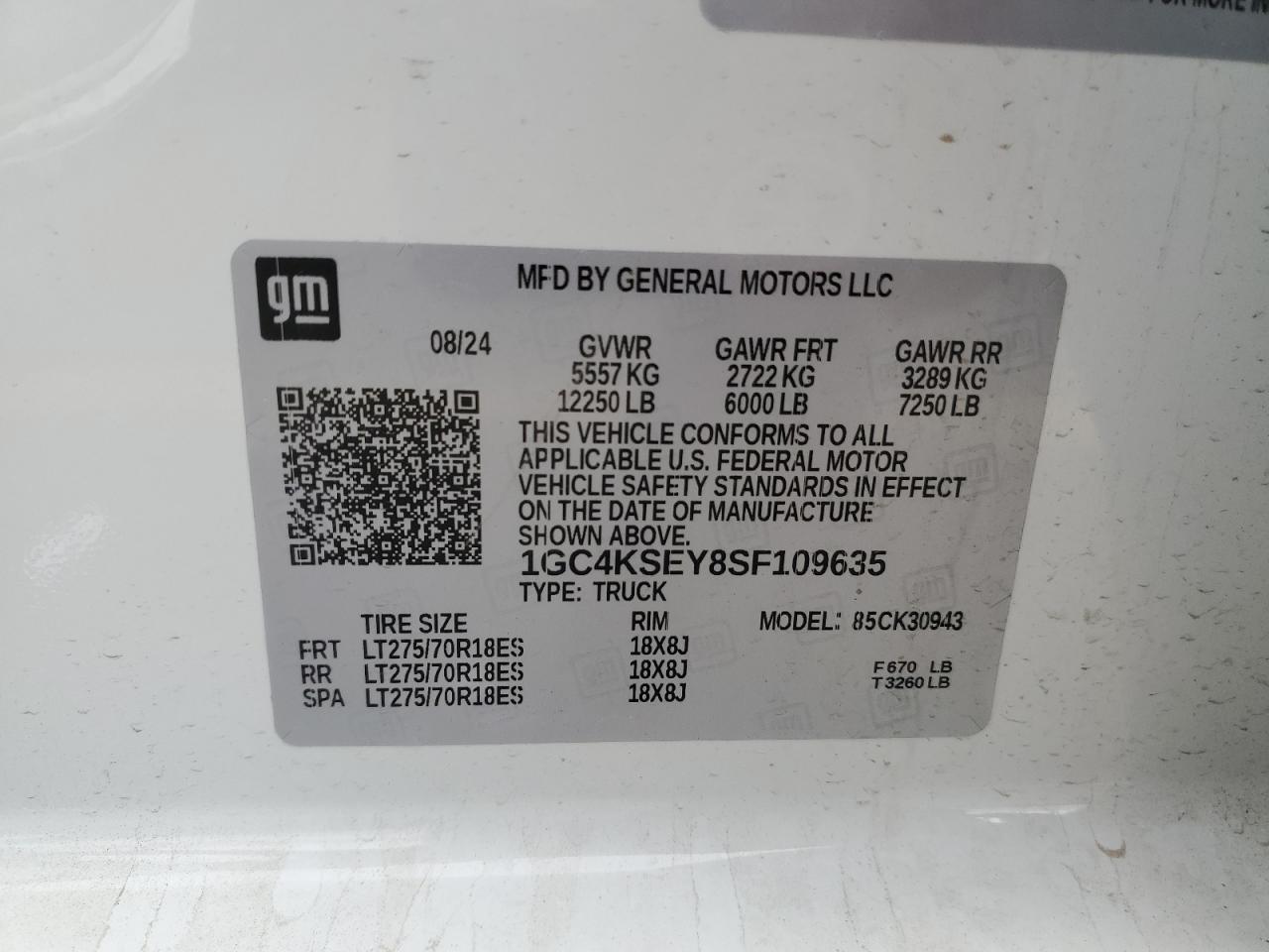 2025 Chevrolet Silverado K3500 VIN: 1GC4KSEY8SF109635 Lot: 82003885