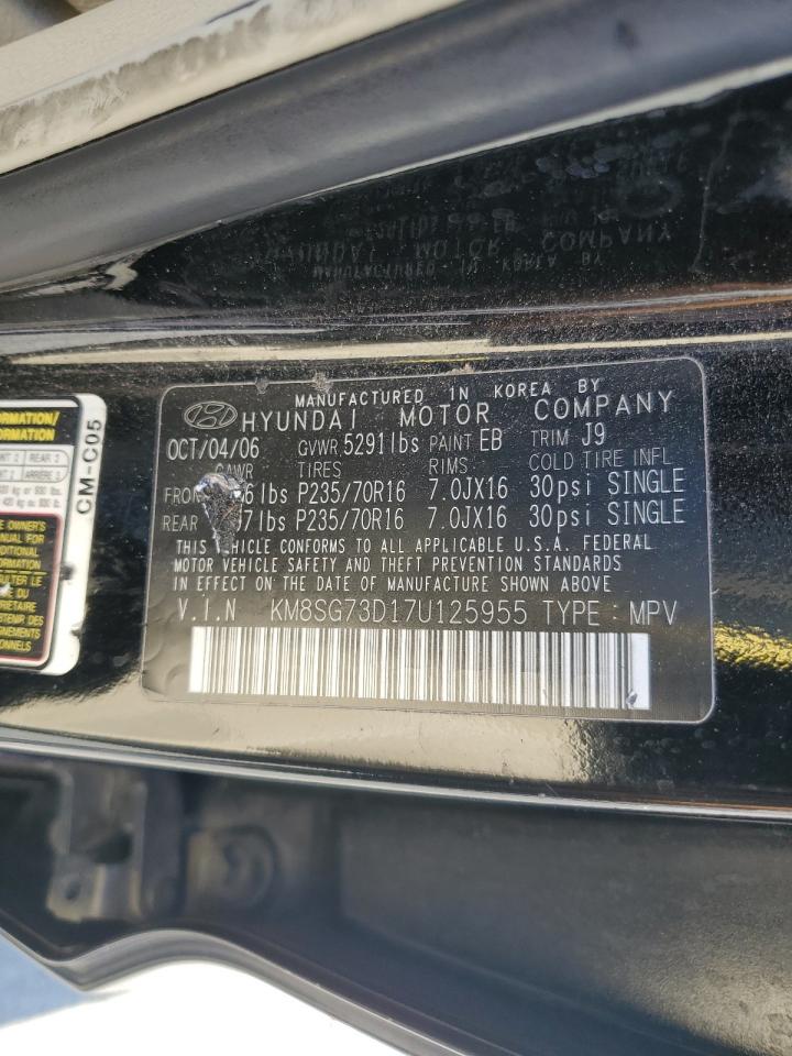 2007 Hyundai Santa Fe Gls VIN: KM8SG73D17U125955 Lot: 82370335