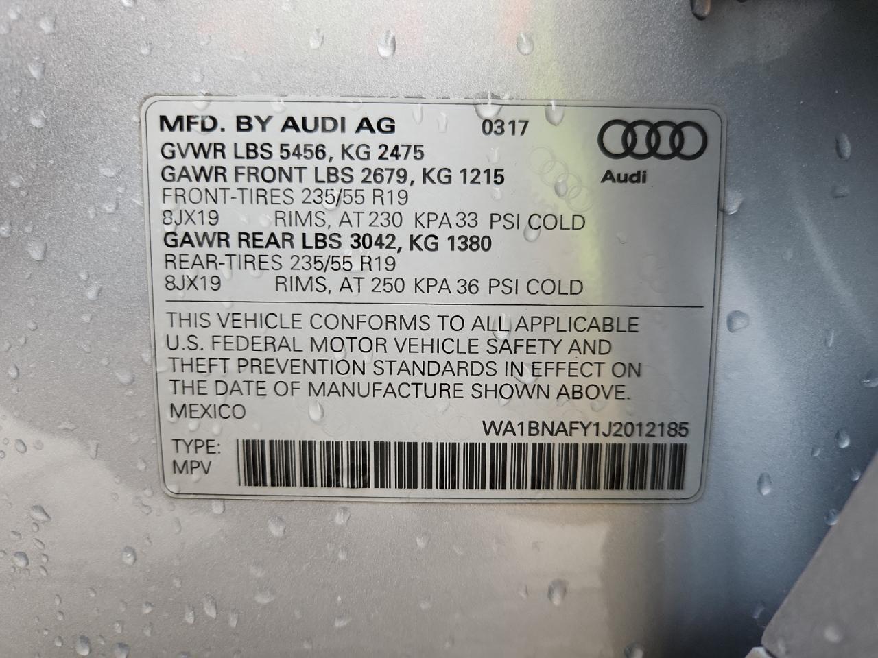 2018 Audi Q5 Premium Plus VIN: WA1BNAFY1J2012185 Lot: 85861565