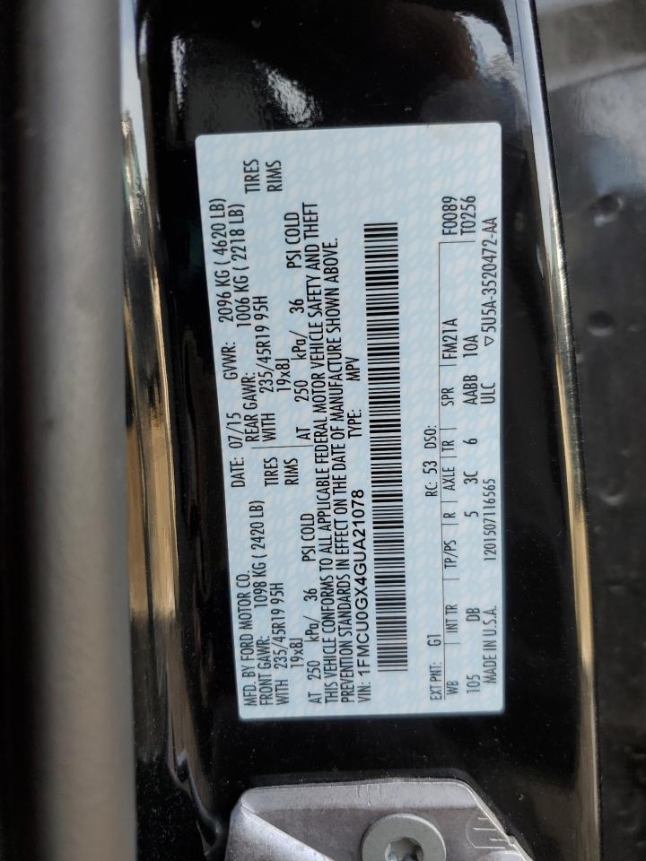 2016 Ford Escape Se VIN: 1FMCU0GX4GUA21078 Lot: 91027625