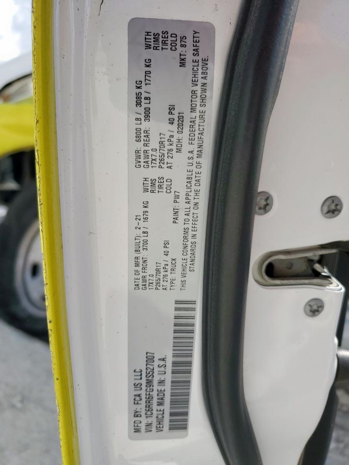 2021 Ram 1500 Classic Tradesman VIN: 1C6RR6FG9MS527007 Lot: 85549755