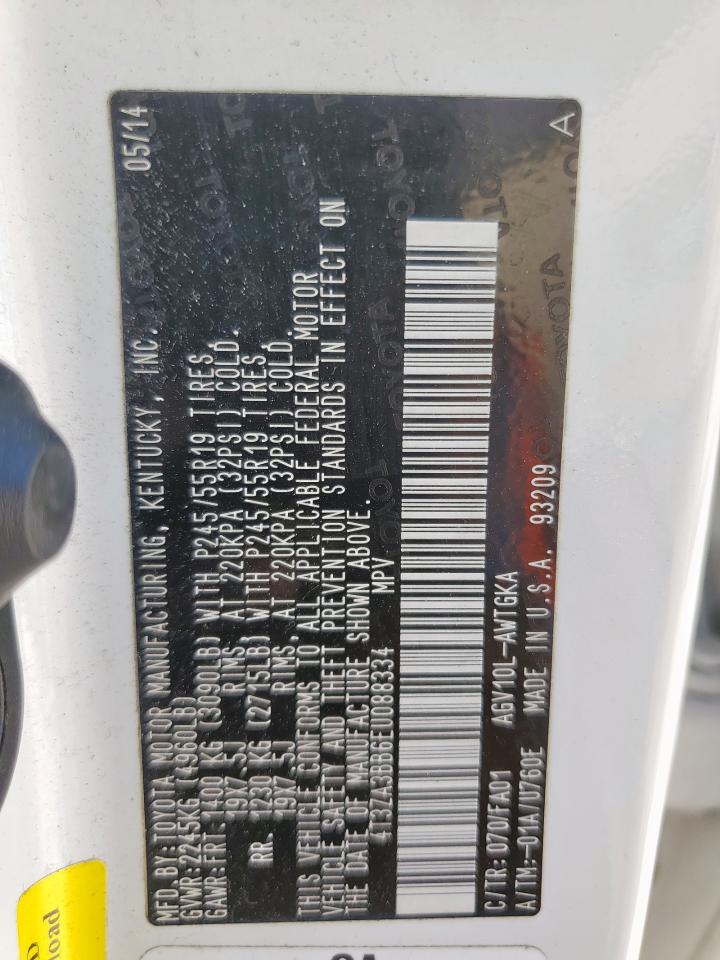 2014 Toyota Venza Le VIN: 4T3ZA3BB6EU088334 Lot: 82348435