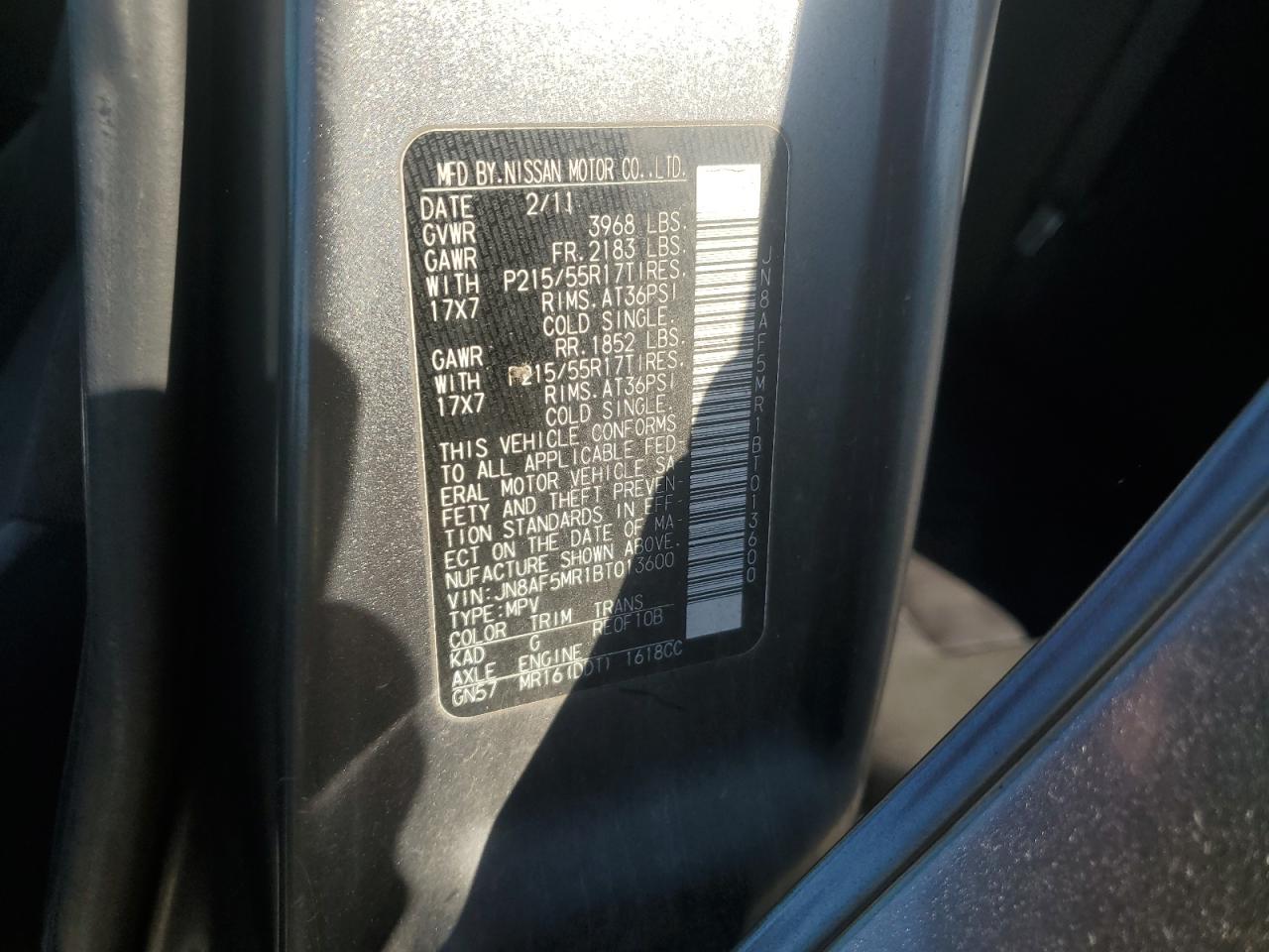 2011 Nissan Juke S VIN: JN8AF5MR1BT013600 Lot: 86688415