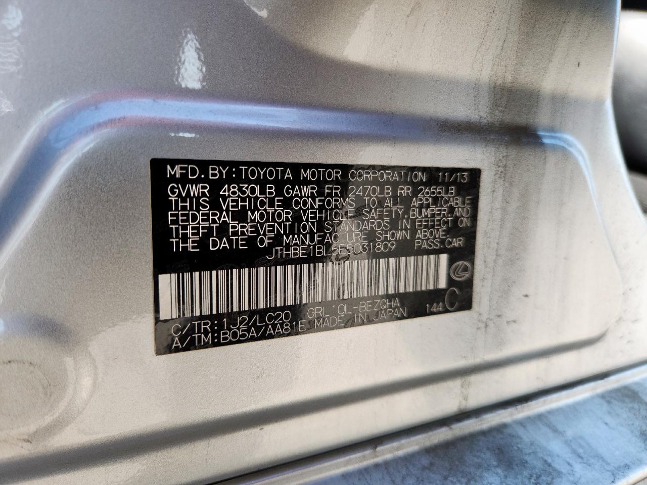 2014 Lexus Gs 350 VIN: JTHBE1BL5E5031809 Lot: 82245555