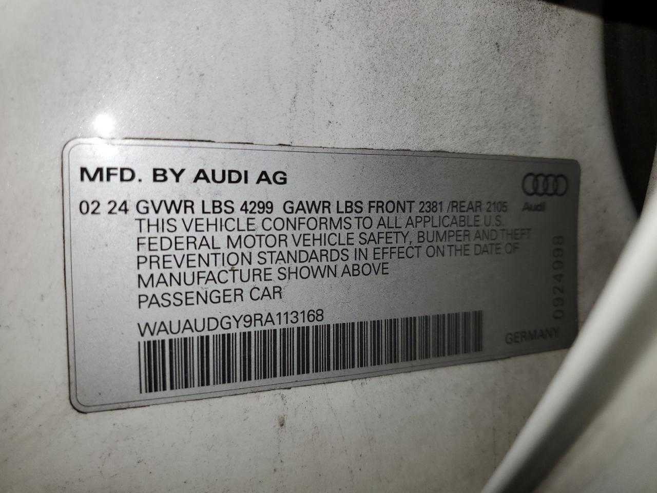 2024 Audi A3 Premium VIN: WAUAUDGY9RA113168 Lot: 87040955
