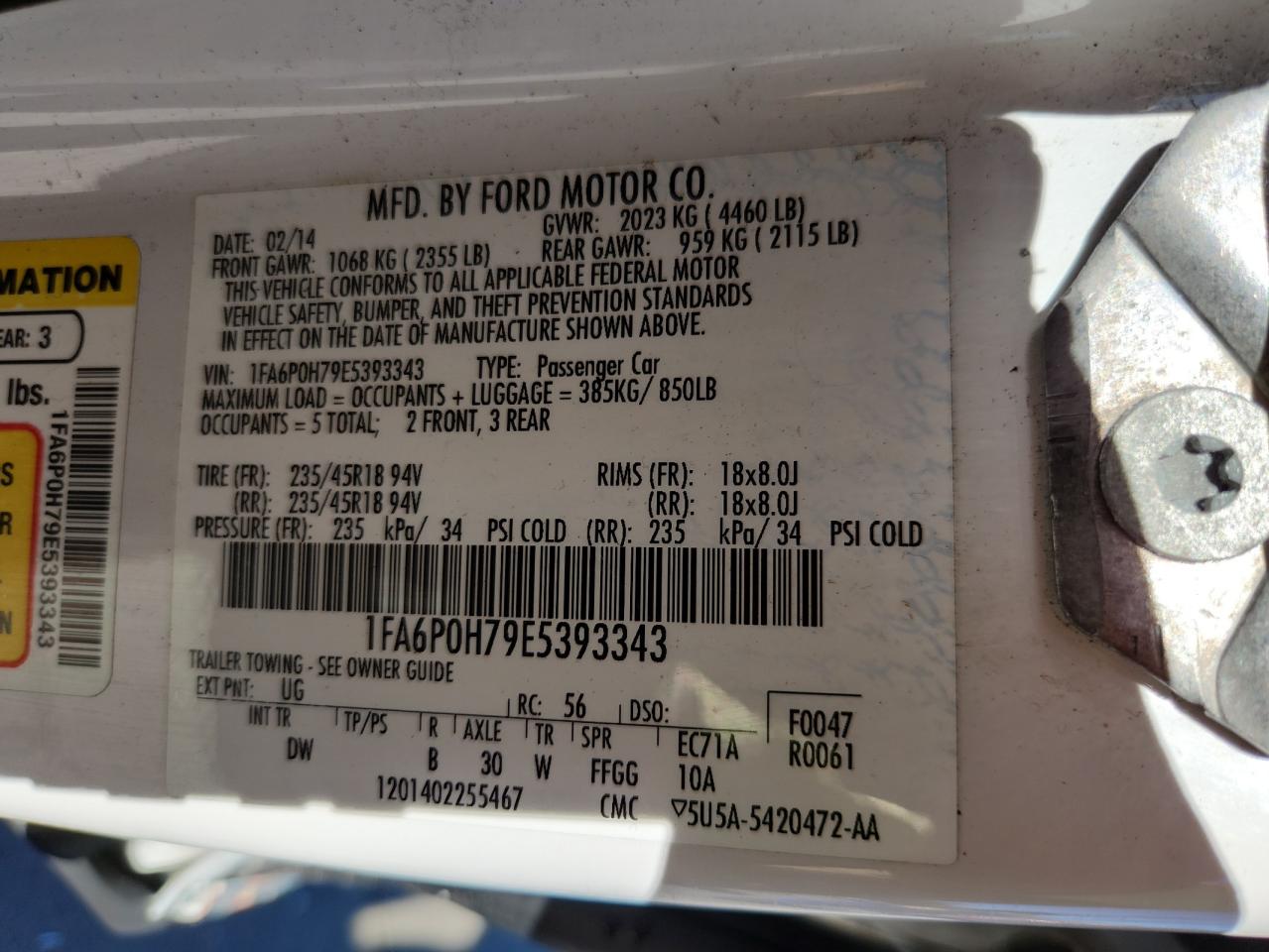 2014 Ford Fusion Se VIN: 1FA6P0H79E5393343 Lot: 85891705