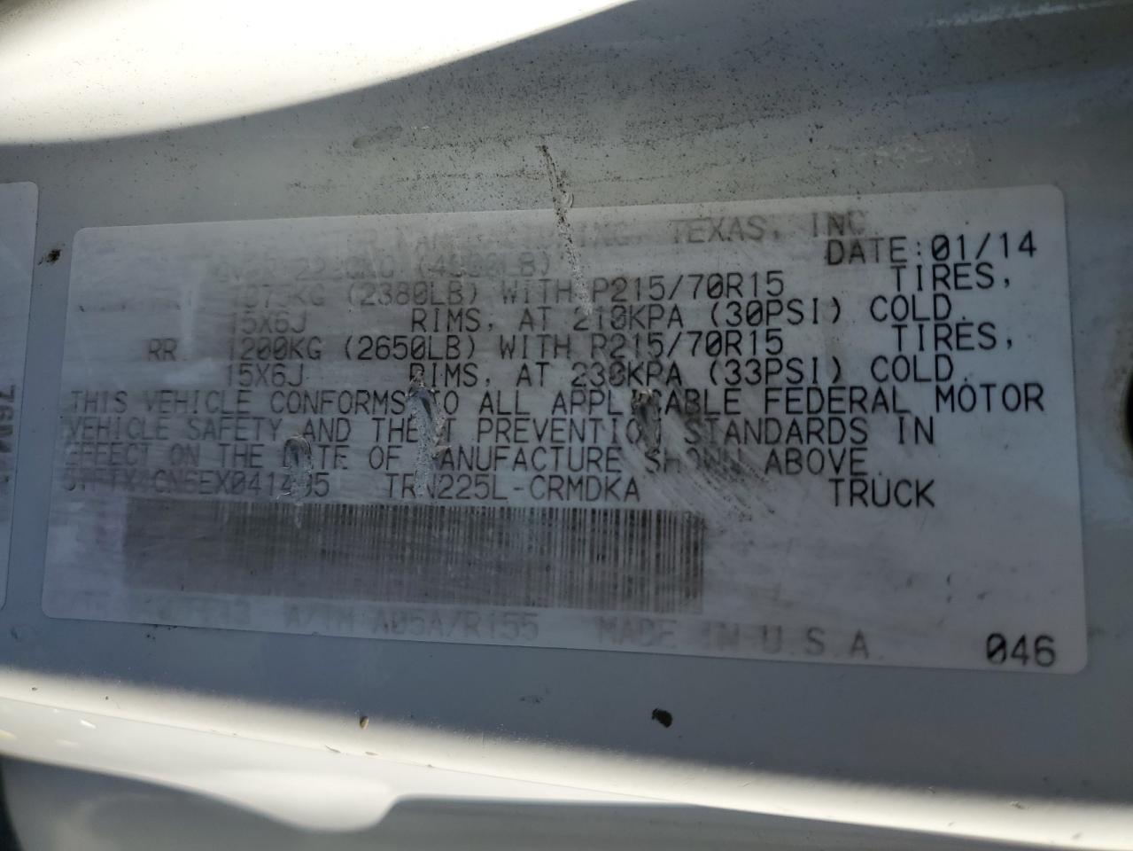 2014 Toyota Tacoma Access Cab VIN: 5TFTX4CN6EX041495 Lot: 82393245