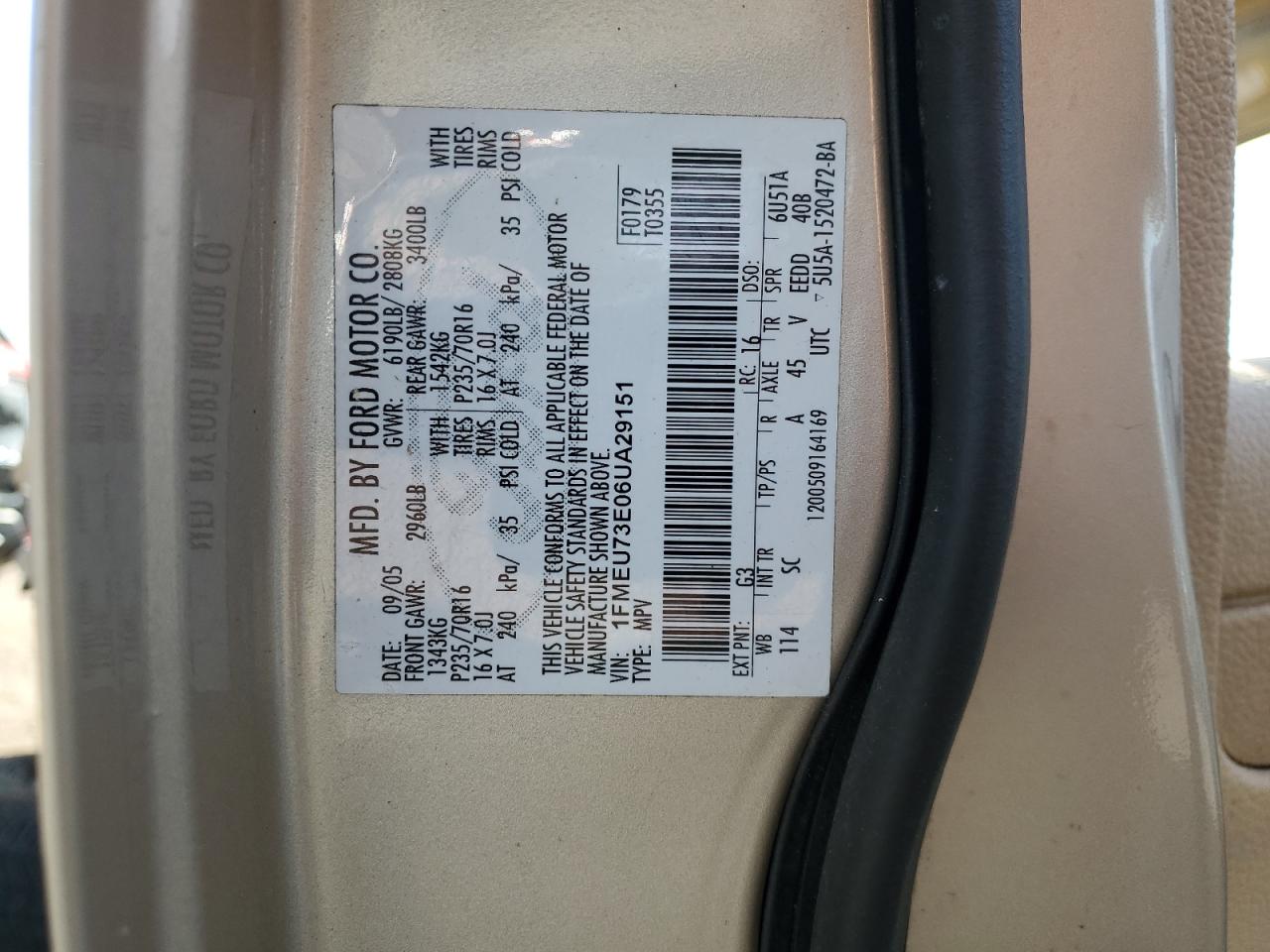 2006 Ford Explorer Xlt VIN: 1FMEU73E06UA29151 Lot: 84748895