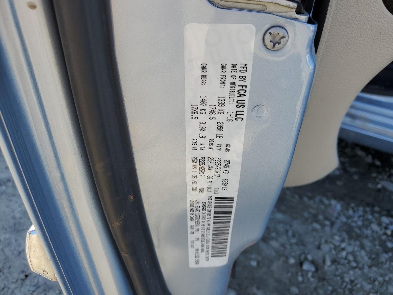 2016 Chrysler Town & Country Touring L VIN: 2C4RC1CG7GR283610 Lot: 87023035