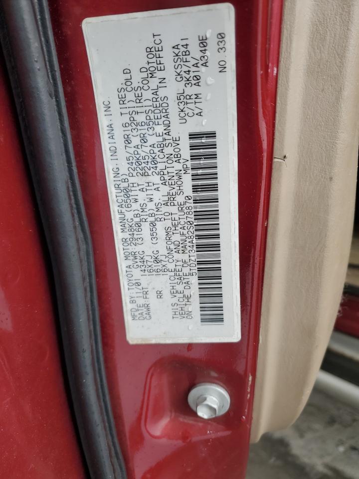 2002 Toyota Sequoia Sr5 VIN: 5TDZT34A82S078870 Lot: 89475815