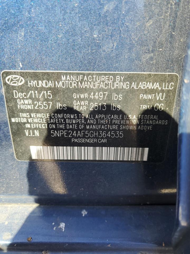 2016 Hyundai Sonata Se VIN: 5NPE24AF5GH364535 Lot: 82239985