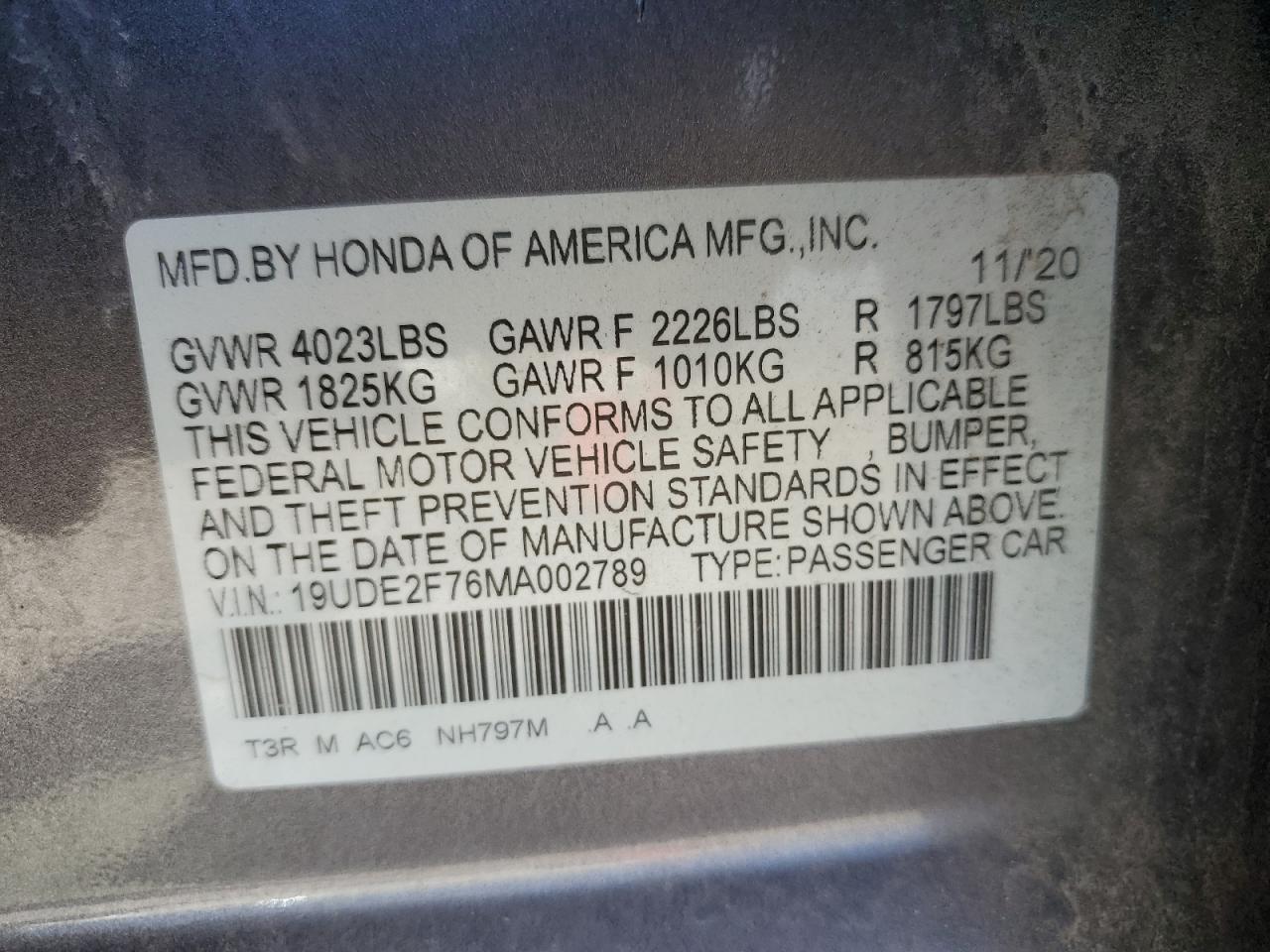 2021 Acura Ilx Premium VIN: 19UDE2F76MA002789 Lot: 86861225