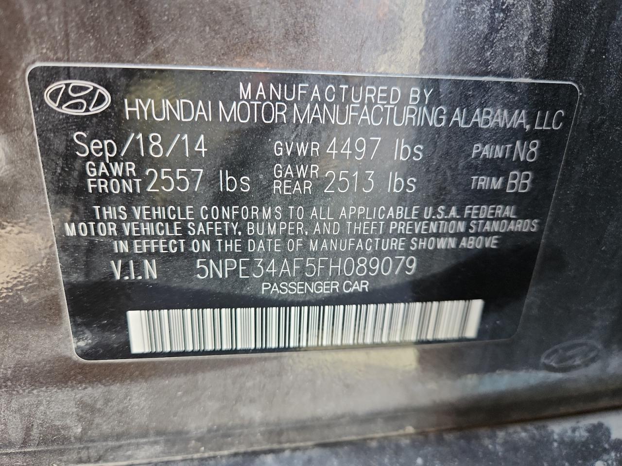 2015 Hyundai Sonata Sport VIN: 5NPE34AF5FH089079 Lot: 82349675