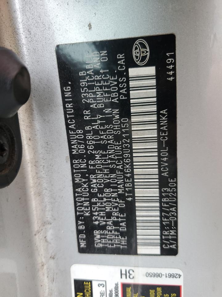 2009 Toyota Camry Base VIN: 4T1BE46K69U321150 Lot: 82458145