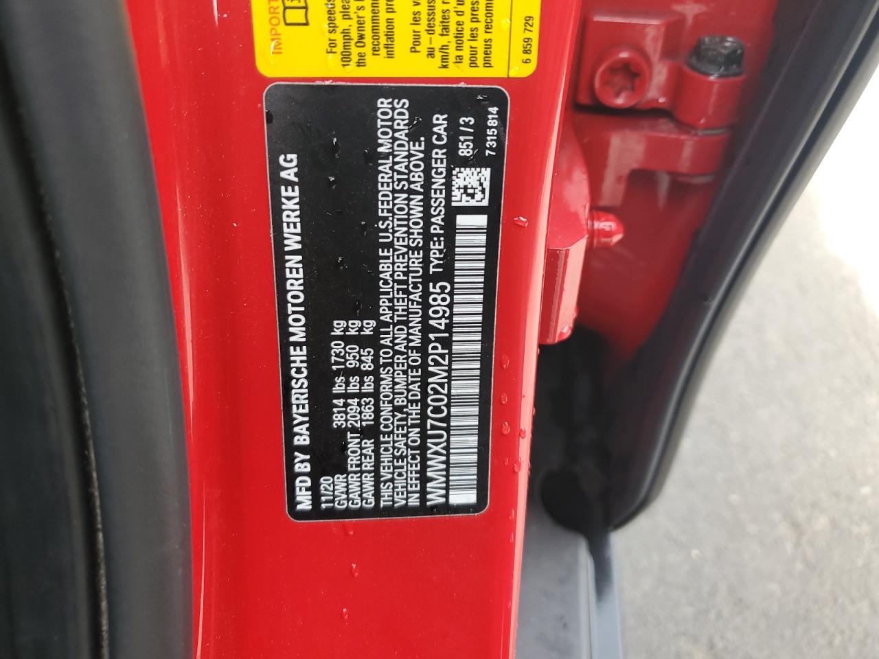 2021 Mini Cooper VIN: WMWXU7C02M2P14985 Lot: 90368205